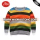 Orange striped color block knit baby boy sweater design for wholesale