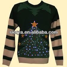 Unisex Green LED Light Up Christmas Tree Knitted Christmas Jumpers